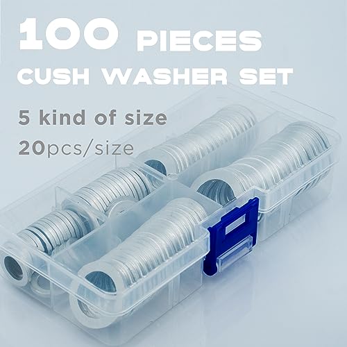 Image of 100Pcs Set of Oil Drain Plug Gasket, 5 Sizes Aluminum Oil Drain Plug Washer Crush Washer, Oil Plug Crush Washer for Oil Change, Sealing Ring by KeeRoarin (M10, M12, M14, M16, M18)