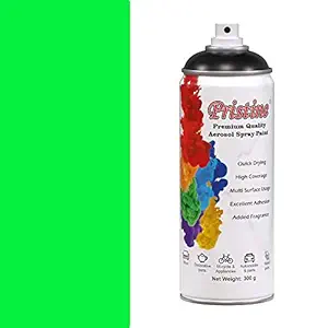 Pristine DIY, Multipurpose, Fluoresecnt effect, Quick Drying Aerosol Spray Paints with Matt Finish For Metal, Wood, Walls and Plastic 300gm(400 ml) Fluorescent Green