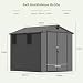 Devoko 6x8 Gartenhaus 9,4m³, Kunststoff, 185x240x210 cm Gerätehaus mit Boden, Geräteschuppen, Fahrradschuppen mit Abschließbar Tür, Draußen, Wetterfest für Garten Rasen, Dunkelgrau
