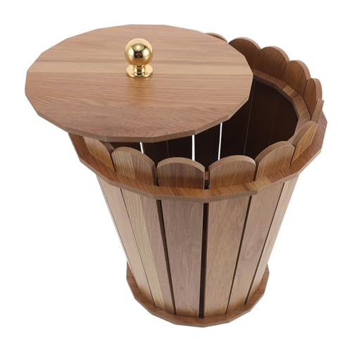 Poubelle ronde en bois style rustique pour une maison chaleureuse