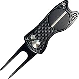 Against The Grain 5-in-1 Black Metal Golf Divot Tool with Magnetic Ball Marker, Includes Divot Repair Tool & Ball Marker for Golf Durable Compact Design for Men & Women
