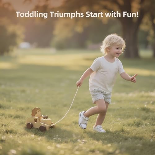 Image of Hedgehog Pull Toy | Montessori Wooden Pull-Along Walking Toy with Wooden Grip Ring | Natural Drumming Sound for Kid Toddlers