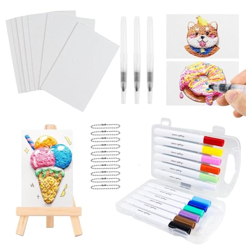 Magic Puffy Paint Set, DIY Foam Texture Painting Paper, Ultimate 3D Magic Texture Painting Painting Set, 12 Colors Pens Drawing Canvas Sponge, Foam Texture Painting Paper for Children