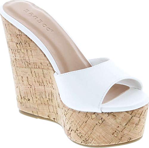 Image of BAMBOO Women's Clear Band Platform Wedge Slide