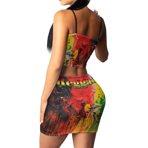 Image of 2025 Sexy Spaghetti Strap Crop Tops and Bodycon Skirt Casual 2 Piece Set S-4XL