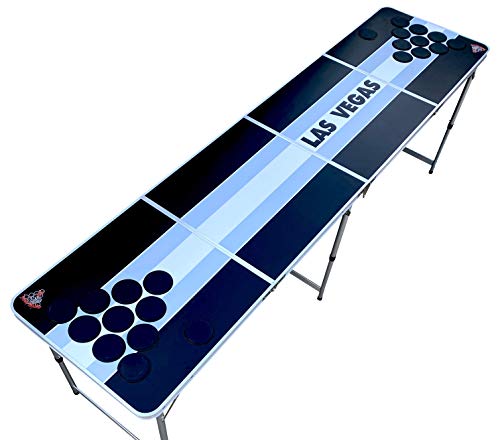 Las Vegas Silver and Black Beer Pong Table with Predrilled Cup Holes