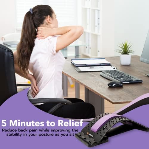 Lumbility Lower Back Stretcher for Pain Relief Bundle - Multi Level Back Stretcher with Memory Foam - Massage Ball & Elastic Resistance Band to Help Reduce Chronic Back Pain and Improve Posture