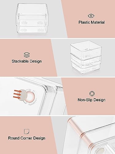 Image of SMARTAKE 37-Piece Drawer Organizer with Non-Slip Silicone Pads, 4-Size Desk Drawer Organizer Trays Storage Tray for Makeup, Jewelries, Utensils in Bedroom Dresser, Office and Kitchen (Clear)