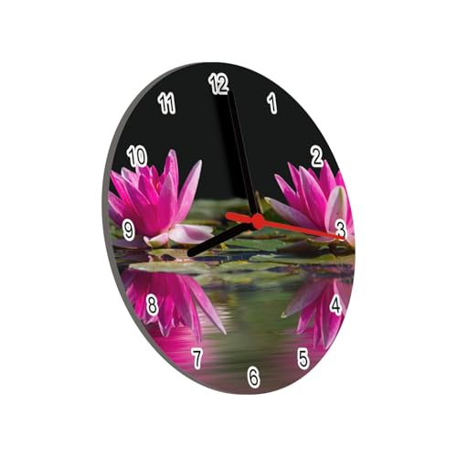 Horloge nénuphars roses en verre : lisible et compacte - 3