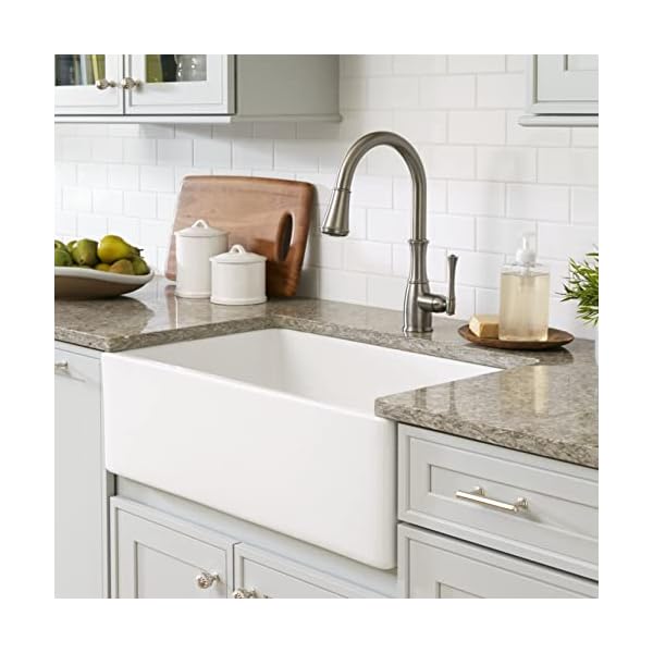 Sinkology K808-B60 Turner Farmhouse/Apron-Front 30 in. Single Bowl Fireclay Kitchen Sink with Strainer Drain, 30 inch, Crisp White