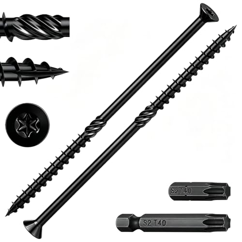 Image of Wensilon 5 /16 * 8 inch Black Deck Screws, (20pcs) 2 lbs.Exterior Wood Screws, Rust Resistant Epoxy Coated, Bronze, Star Bit