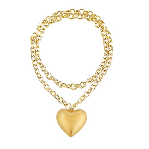 PanLuca Puffy Heart Pendant Necklace for Women