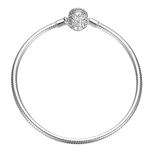 SOUFEEL S925 Sterling Silver Crystal Bracelets Basic Charm Bracelet Jewelry Chain Clasp Bracelets Exclusive Simple Bracelets for Women Men Girls Boys Baby on Birthday Valentine's Day Memorial Gift