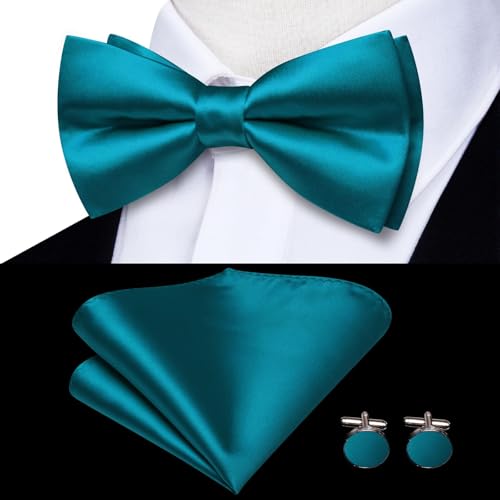 Image of Hi-Tie Men Suspender Bowtie Set Suspenders Pre-tied Bow Tie Pocket Square Cufflinks Adjustable Y Shape 6 Clips Braces Tuxedo