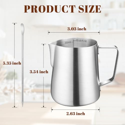Image of Amrules Milk Frothing Pitcher 12oz Frother Cup Barista Tools, Frosted