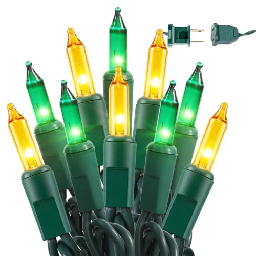 Image of BrizLabs Christmas Lights, 19.7ft 100 Count Yellow & Green String Lights, Connectable Incandescent Mini Light, 120V UL Certified Light String for Indoor Outdoor St. Patrick's Day Xmas Tree Party Decor