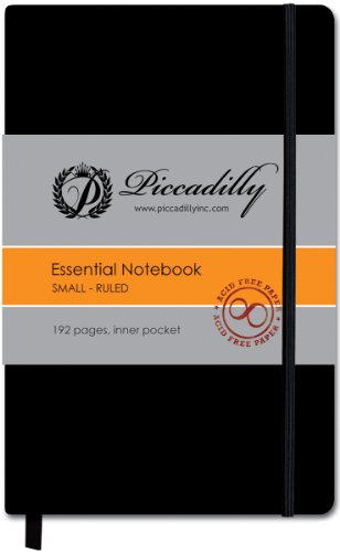 1 X Piccadilly Essential Notebook - Black - Small (Lined both sides)