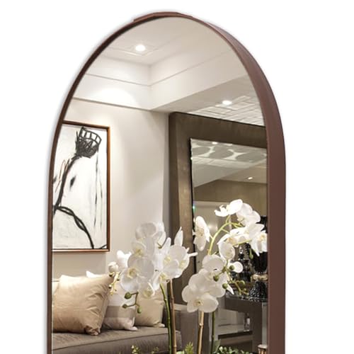 Espelho Grande Oval Moderno Moldura em Couro 76cm Parede Banheiro