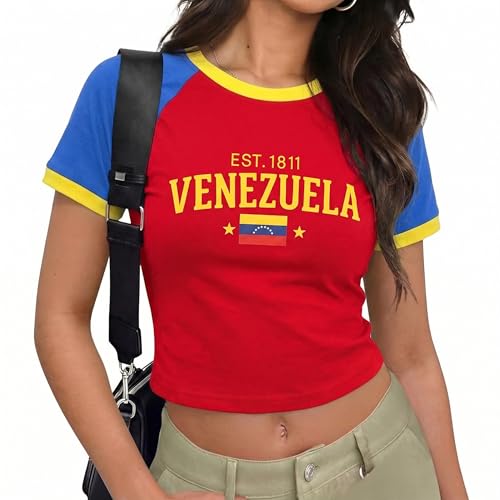 Soccer Cup 2026 Shirt Women Brazil Shirt Mexico Jersey Funny Graphic Short Sleeve Crop Top Streetwear Red