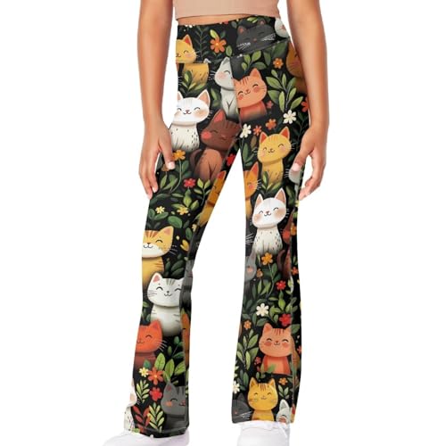 Image of Girls Flare Leggings 5-14T Cute Bell Bottoms for Girl Yoga Pants for Gym