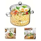 Glass Saucepan with Lid, 64 Ounce Stove Cooking Pot with Lid and Handle Simmer Pot Clear Stockpot with Lid, High Borosilicate Glass Cookware (64oz/1900ml clear)