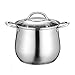 Deep Induction Casserole with Glass Lid,Stainless Steel (22 * 25cm)