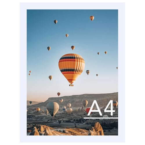 Image of 8.3x11.7 A4 Picture Frame White for Wall Hanging or Tabletop, Wall Mounting Horizontally or Vertically, A4 Frame 8.3 x 11.7 Wall Gallery Poster Photo Frame with Shatter Resistant Plexiglass, White