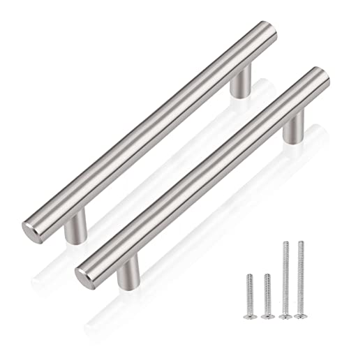 PinLin 20 Pack Cupboard Handles 96mm Hole Spacing Brushed Nickel