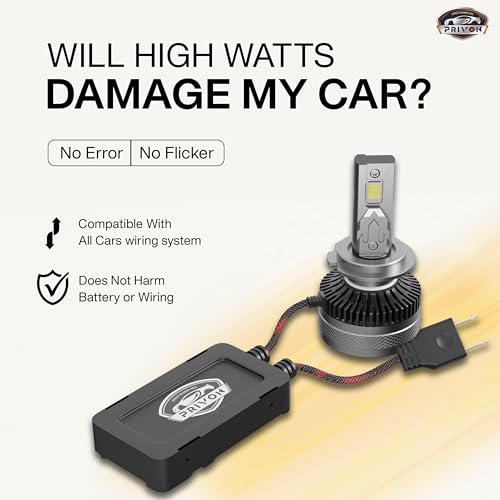 Image of PRIVON 320W Warm White H7 LED Headlight Bulb for car - 32000LM 4300K, 2 years Replacement Guarantee, Plug & Play, Error-free CANBUS, IP 68 waterproof - pack of 2 (160W each bulb, H7 /H18)