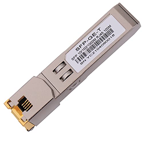 Image of 1000BASE-T Gigabit SFP to RJ45 Copper Ethernet Modular Transceiver for Cisco,Meraki,Ubiquiti,D /TP Link,Supermicro,Netgear, 1.25G SFP-T CAT5E /CAT6 up to 100m Mikrotik S-RJ01