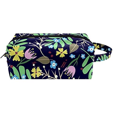 Floral Vector Spring Women Cosmetic Storage Bag, Hanging Makeup Toiletry Bag, Portable Leather Travel Bag School Pencil Case Cover