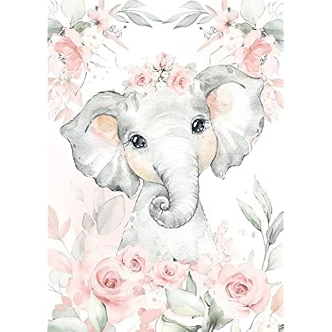 5D Diamond Painting Kits for Adults Beginners Kids, Flower Elephant Full Round Drill DIY Diamond Art Picture Cross Stitch Crystal Rhinestone Embroidery Pictures for Home Wall Decor 30x40cm/12x16inch Cover