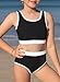 blibean Tween Girls Swimsuits Teen Two Piece Bathing Suits Big Kids Colorblock Bikini Sets High Waisted Cute Swim Suit Junior Textured Swimwear Padding Traje Baño Niñas Size 14 15 16 Years Black