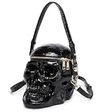 Lyuxhetaokdiq Men and Women PVC Skull Shaped Crossbody Shoulder Bag Handbag Gothic Halloween Skull Purse, Black