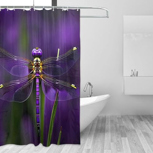 Rideau de douche libellule violette imperméable 183x183cm - 4