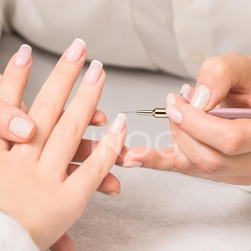 INOG Nail Art Liner Brushes, 5Pcs Painting Nail Art Brush Set Nail Dotting Drawing Tool for Long Lines, Thin Details, Fine Drawing Sizes 4/8/12/20/25mm(Pink) - Image 7