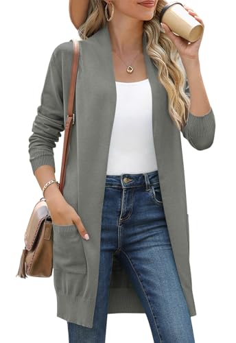 Image of Anymiss Womens Oversized Long Sweater Cardigan with Pockets - Long Sleeve Knit Kimono S-3X