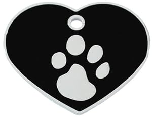 Imarc Herz Katzenmarke mit Pfote Schwarz/Silber