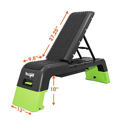 Yes4All Multifunctional Fitness Aerobic Step Platform/Aerobic Deck, Household Step Workout Bench for Home Gym (Green/Black), B. Green/Black