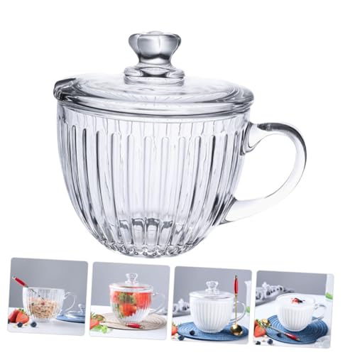 Tazón de vidrio grande y resistente para postres con tapa protectora 8