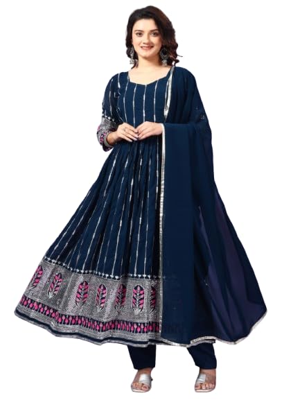 Fashion Basket Georgette Anarkali Dress For Women Blue