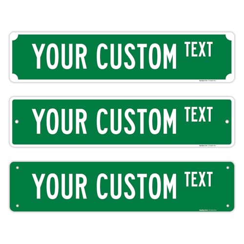 Custom Street Sign, Personalized Street Sign, Customizable Novelty Road Green Background Sign, 18x4 Inches, ACM, Fade Resistant, Made in USA by Sigo Signs