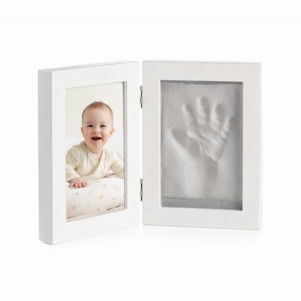 Jané Cadre Empreinte Bébé avec Photo, Argile à Modeler Séchage 24h, Souvenir Main ou Pied, Convient aussi pour Empreinte Animal, Blanc