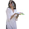 EthnicJunction Women's Pure Cotton Schiffily Work Straight White Kurta for Holi Special