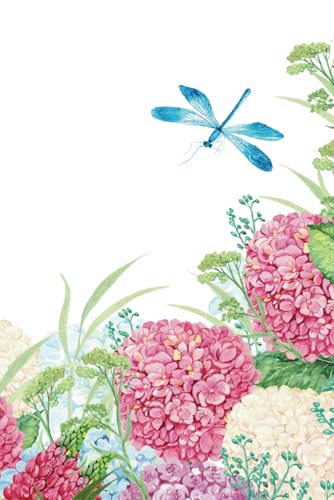 Serene Blooms Notebook: Vibrant Floral Watercolor Journal with Hydrangeas and Dragonfly