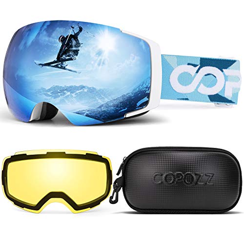 COPOZZ Polarized Adult Ski Goggles Set - M1 Magnetic Lens Snowboard Snow Goggle, OTG Anti-Fog Skiing...