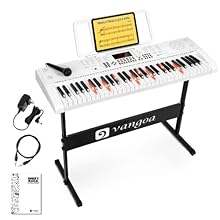 [Unique Design] Modern, elegant and refined white body, offering a sense of freedom from vulgarity. LED Lighted-key offers game-like practice, keys light up in demo note order, adds more fun for playing, master a song easier & quicke [Full-size Keys]...