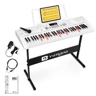 Vangoa Clavier électronique 61 Lumineuses Touches avec Support de Clavier de Piano, Microphone, 600 Timbres, 400 Rythmes… - Les Beatles, Paul McCartney, John Lennon, RIngo Starr, George Harrison