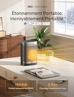 Chauffage d'appoint intelligent Dreo 1500W pour intérieur : Chauffage portable avec oscillation à 70°, compatible avec WiFi, Alexa et Google Assistant, avec thermostat et télécommande