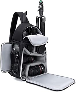 Cwatcun Camera Bag, Camera Shoulder Bag, Sling, Chest Bag, Waterproof, Tripod(Black)